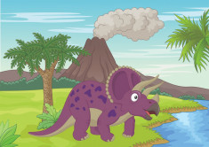 Sticker decorativ, Dinozaur, Mov, 87 cm, 8482ST foto