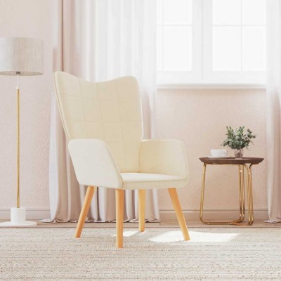 Scaun de relaxare, crem, material textil foto