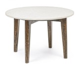 Cumpara ieftin Masuta cafea blat marmura alba picioare lemn Sylvester &Oslash; 60 cm x 40 h