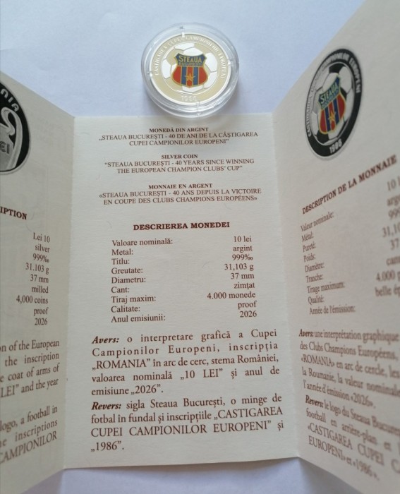 Moneda argint Steaua Bucuresti