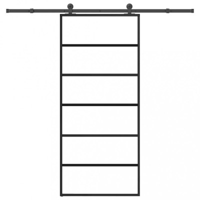 vidaXL Ușă glisantă cu set feronerie, 90x205 cm, sticlă ESG/aluminiu 3332831 foto
