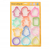 Set 12 forme pentru prajituri eMazing, material polipropilena, diverse forme, pentru orice ocazie, adancime 1.6 cm, 23.3 x 33.5 x 1.8 cm, multicolor