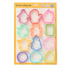 Set 12 forme pentru prajituri eMazing, material polipropilena, diverse forme, pentru orice ocazie, adancime 1.6 cm, 23.3 x 33.5 x 1.8 cm, multicolor