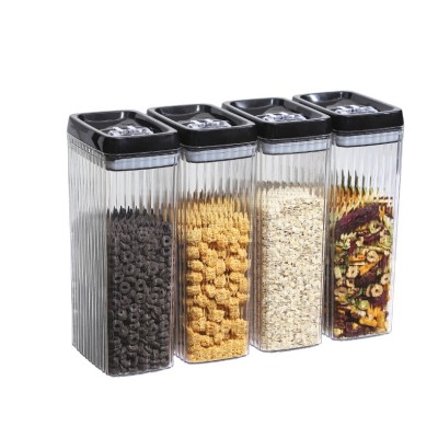 Set 4 Recipiente din Plastic, Cyrax, pentru Alimente/Obiecte, Inchidere Ermetica, Textura Ondulata, 4 x 3.3 l, Transparent foto