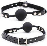 Ohmama Fetish-Ball Gag din Silicon cu Curea din Imitatie Piele