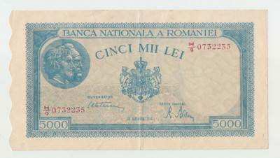 ROMANIA - 5000 LEI 20 DECEMBRIE 1945 , MIHAI I , B1.52 foto