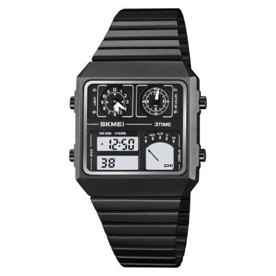 Ceas Digital Barbati SKMEI 2198 Negru , Afisaj LED, Functii Multiple, Design Sport, Cronometru, Alarma, Rezistent la Apa 3ATM foto