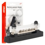 Bloc distribuitor masa minus Bus Bar M6 12V-48V 150A AMiO, cu 6 suruburi M6, pentru sisteme de alimentare auto, marin si instalatii energetice