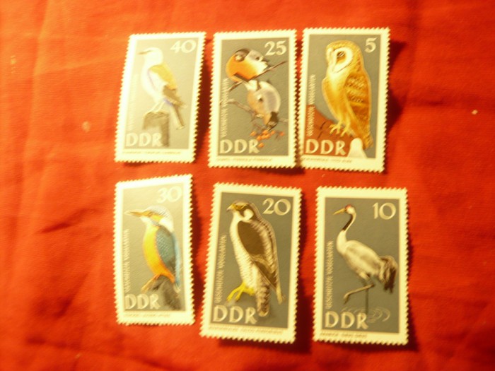 Serie DDR 1967 - Fauna - Pasari , 6 valori