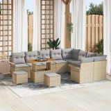Cumpara ieftin Set de canapele pentru grădină cu pernă 12 pcs Bej, Gri deschis