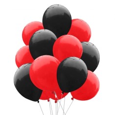 Set 10 baloane latex, Rosu/Negru, 30cm, Ropet