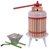 Set Presa Fructe &amp; Zdrobitor Struguri vidaXL, 2 Piese, 18L Presa, 7L Zdrobitor, Lemn/Fonta/Otel