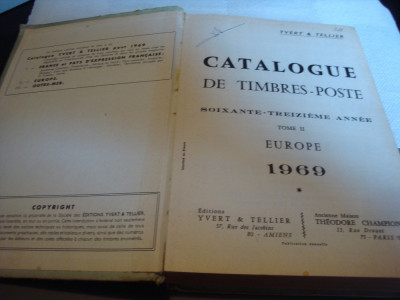 Catalogue Yvert et Tellier - Timbres D&amp;#039;Europe - 1969 - Tome 2 foto