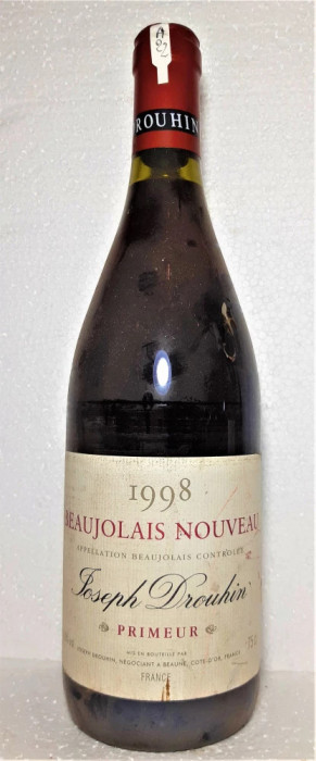 A22- VINO Beaujolais nouveaux, abc, primeur, recoltare 1998 cl 75 gr 12,5