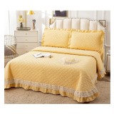 Cumpara ieftin Set Cuvertura de Pat din Bumbac, 4 Piese, Galben - PIT164