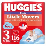 Scutece chilotel Huggies Little Movers 3, Boy, 6-11 kg, 116 buc