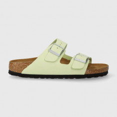 Birkenstock papuci din piele Arizona femei, culoarea verde, 1026710