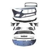 Set bara fata Mercedes Clasa A, 06.20, cu / fara capac senzor parcare, cu 4 gauri senzori parcare; grunduit, de vopsit; type A35 AMG; cu grile