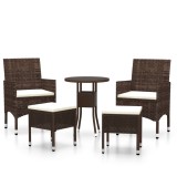 Cumpara ieftin Set mobilier de gradina, 5 piese, maro, poliratan