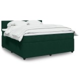 vidaXL Pat box spring cu saltea, verde &icirc;nchis, 180x200 cm, catifea 3287803