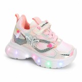 Cumpara ieftin Pantofi sport cu luminite, Model Fluturas, Piele ecologica, Fete, Roz (Marime