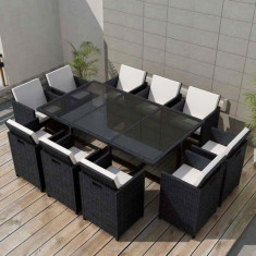 Set mobilier de exterior 31 piese, poliratan, negru foto