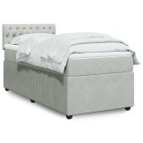 Gossi pat box spring cu saltea, gri deschis, 100x200 cm, catifea