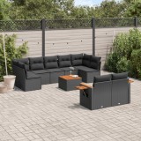 vidaXL Set canapele de grădină cu perne, 10 piese, negru, poliratan 3259535