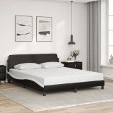 VidaXL Cadru de pat cu tăblie, negru/alb, 160x200 cm, piele ecologică