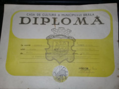 DIPLOMA veche,casa de cultura Braila,diploma 1972 VIOARA,ziua copilului,T.GRATUI foto