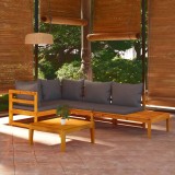 VidaXL Set mobilier grădină cu perne gri &icirc;nchis, 4 piese, lemn acacia 3087277