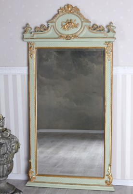 Oglinda monumentala bleu cu decoratiuni aurii CAT10012 foto