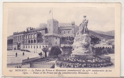 bnk cp Monaco - Palatul princiar si Monumentul comemorativ - uzata foto