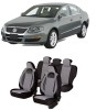 Set huse scaune compatibile VW Passat B6 (2005-2010) Piele + Textil (Compatibile cu sistem AIRBAG), Umbrella