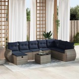 Gossi set canapele de gradina, 9 piese, cu perne, gri, poliratan