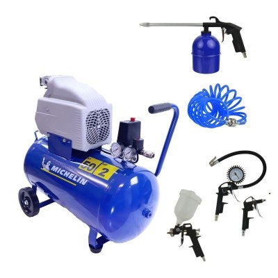 Pachet Compresor de aer 50 litri MB 50 + Set de 5 scule pneumatice foto