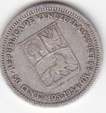 Venezuela 50 Centimos 1954, America Centrala si de Sud, Argint