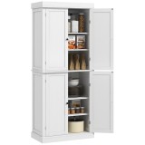 HOMCOM Dulap &Icirc;nalt de Bucătărie cu 6 Rafturi și 2 Uși, Dulap cu Rafturi Reglabile din Lemn, 76x40,5x184 cm, Alb | Aosom Romania