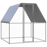 Cotet pentru pui, argintiu si gri, 2x2x2 m, otel galvanizat GartenMobel Dekor, vidaXL