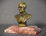 Richard Wagner (compozitor german) bust statueta din bronz pe suport de marmura