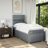 VidaXL Pat box spring cu saltea, gri deschis, 90x190 cm, textil