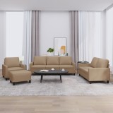 VidaXL Set de canapele cu perne, 4 piese, cappuccino, piele ecologică