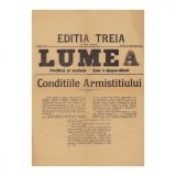 Publicația &bdquo;Lumea&rdquo;, An I, Nr. 3 - Condițiile Armistițiului, 30 octombrie 1918