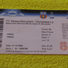 Bilet meci-presa STEAUA Bucuresti - OLYMPIQUE Lyon (21.10.2008)