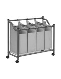 Cumpara ieftin Cos de rufe pentru sortare, Songmics, 4 x 35 L, LSF005, Gri