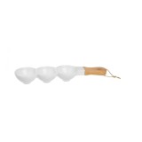 Platou ceramic cu 3 compartimente si maner din bambus, servire gustari, General