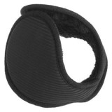Aparatoare pentru urechi din blana artificiala, neagra, cu design ribbed, CMCLASS