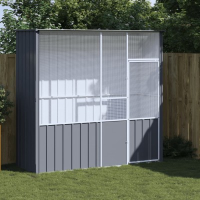 vidaXL Colivie pentru păsări antracit 215x78x200 cm oțel galvanizat foto