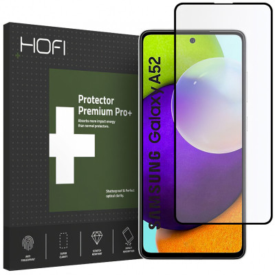 Folie Protectie Ecran HOFI Samsung Galaxy A52 5G / Samsung Galaxy A52 A525, Sticla securizata, Full Face, Full Glue, PRO+, Neagra foto