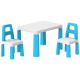 Masa pentru copii cu 2 scaune, sarcina max. 75 kg, Technok, albastru